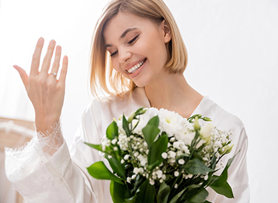 Couple embracing during engagement photoshoot