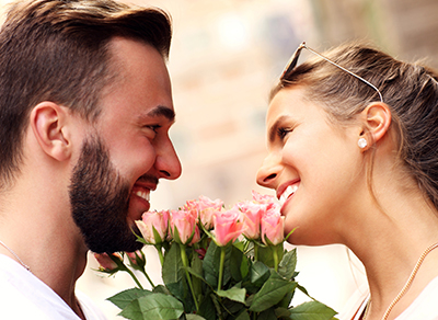 Romantic engagement portrait at sunset