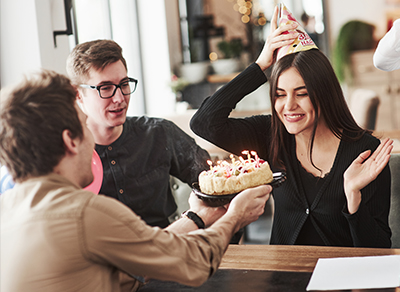 Birthday cake surprise presentation