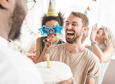 Friends having good time at a birthday party