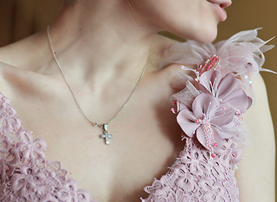 Close-up picture of a woman in a stylish dress